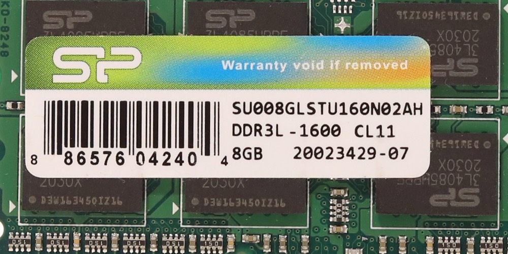 Модуль памяти Silicon Power 8GB PC3L-12800S DDR3L-1600 Laptop Memory P/N: SU008GLSTU160N02AH — фото 2