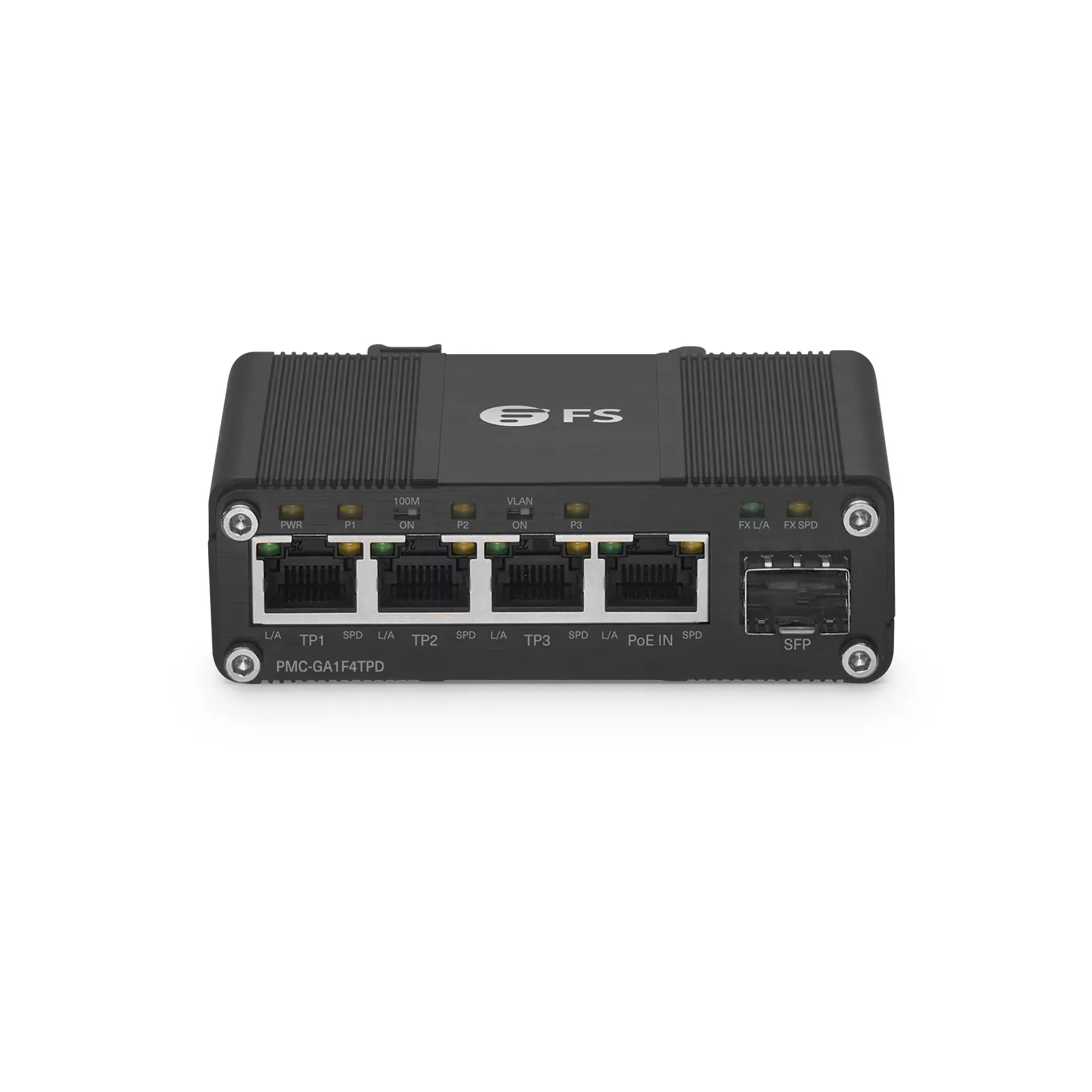 Неуправляемый PoE++ медиаконвертер gigabit ethernet с PSE и PD, 4x 10/100/1000Base-T RJ45 в 1x 100/1000Base-X SFP. Хар — фото 1