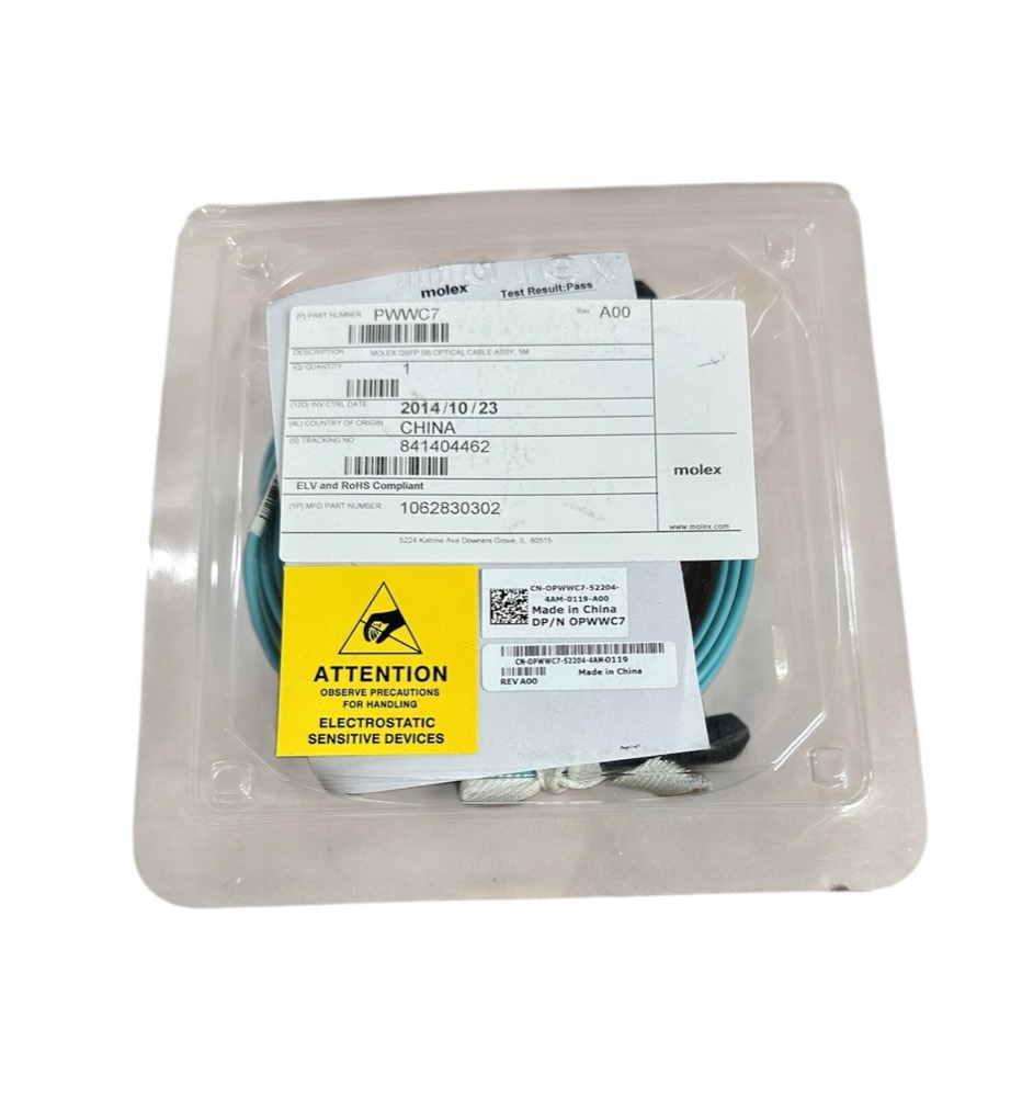 Трансивер PWWC7 Dell Molex QSFP SB Optical Cable Assembly 5 Meter CBL-MPO12-OM3-5M NEW — фото 1
