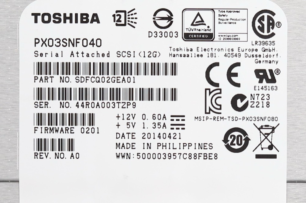 SSD-накопитель Toshiba PX03SNF040 400GB 2.5" 12Gb/s eMLC SAS Solid State Drive P/N:SDFCQ02GEA01 — фото 3