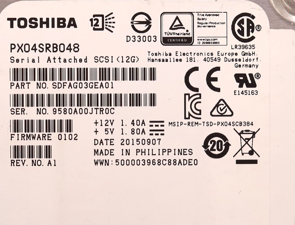 SSD-накопитель Toshiba PX04SRB048 800GB 2.5" 12Gb/s SAS Solid State Drive P/N: SDFAG03GEA01 — фото 2
