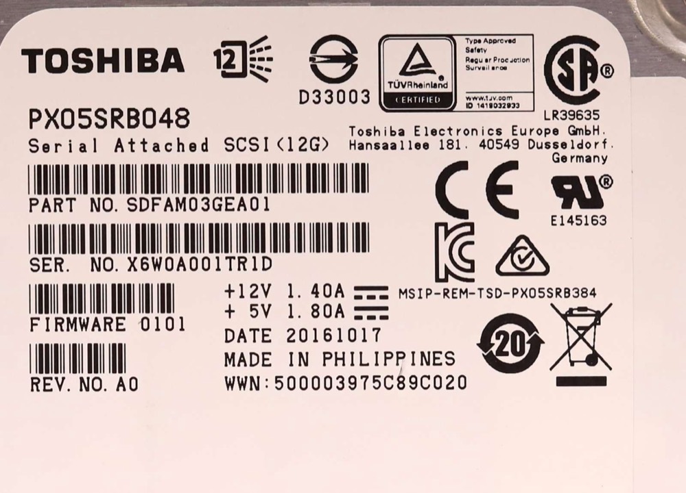 SSD-накопитель Toshiba PX05SRB048 400GB 2.5" 12Gb/s SAS Solid State Drive P/N: SDFAM03GEA01 — фото 2