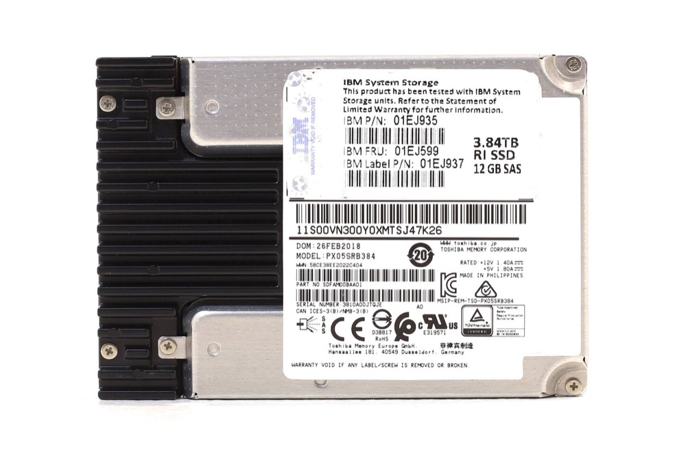 SSD-накопитель IBM PX05SRB384 3.84TB 2.5" 12Gb/s MLC RI SAS Solid State Drive FRU P/N: 01EJ599 — фото 1