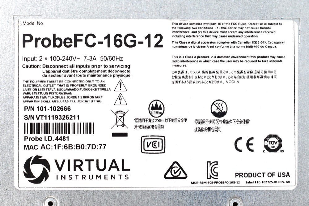 Компонент Virtual Instruments ProbeFC-16G-12 Hardware Performance Probe P/N: 101-102666 — фото 3