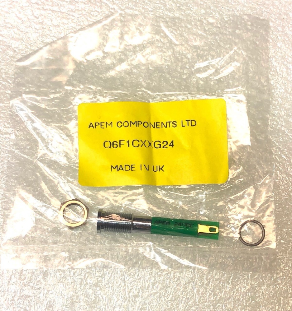 Корпусная деталь Q6F1CXXG24 LED Panel Indicator Green Diffused 100° 24V 20mA Solder Lug (25 pcs) — фото 1