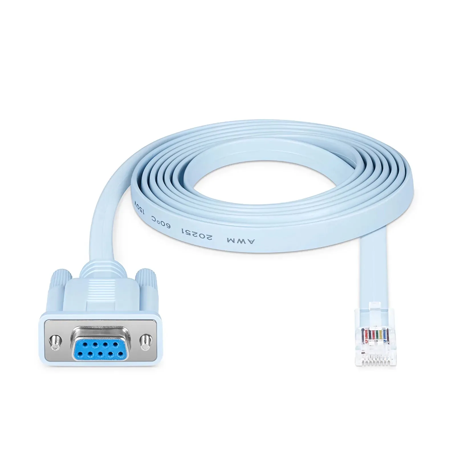 Консольный кабель RJ45 (папа) в DB9 (мама), 2 м (7 футов), синий. Характеристики: тип разъёма — RJ45 в DB9; вес — 0,08 — фото 1