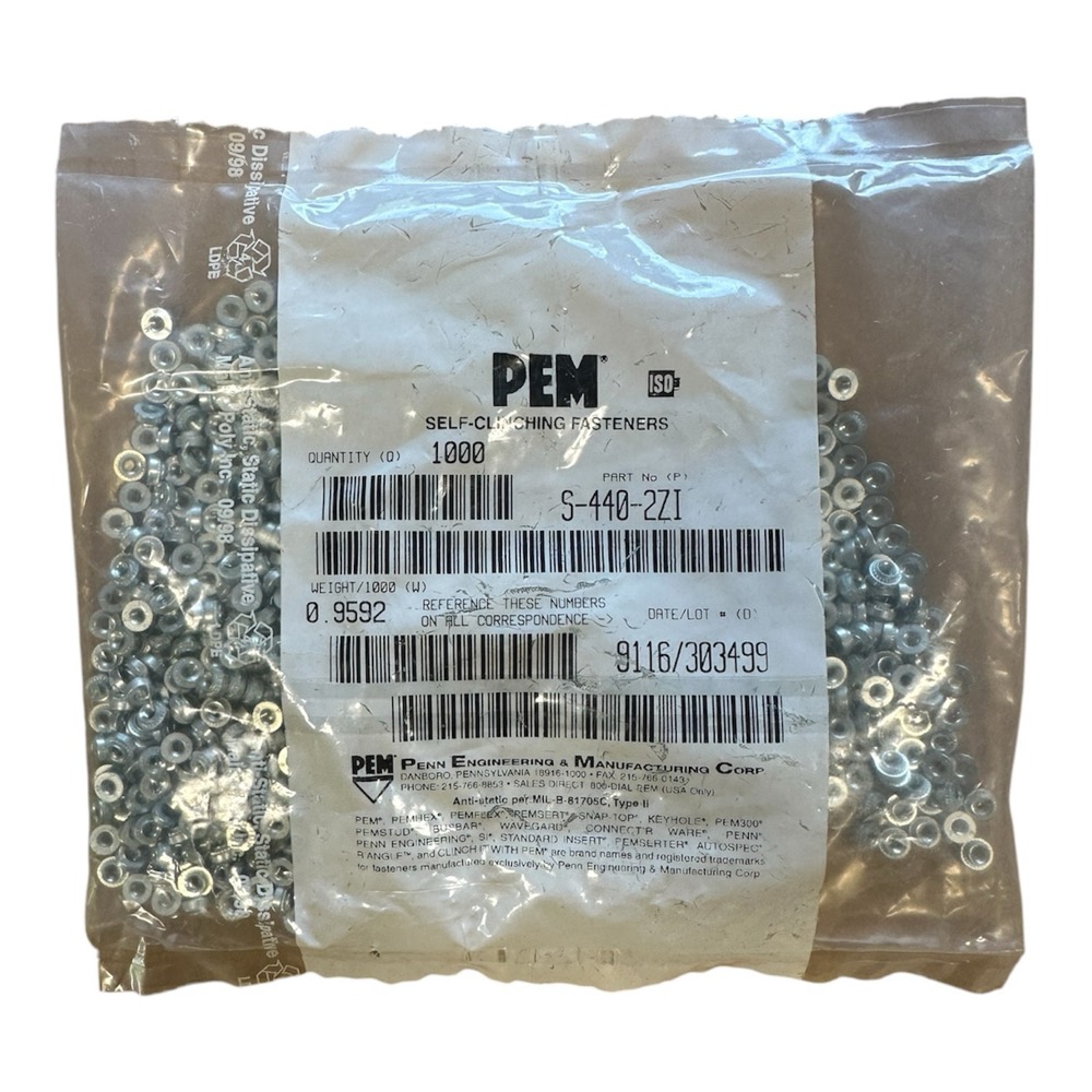 Компонент PEM S-440-2ZI Self-Clinching Nuts – Types S, SS, CLS, CLSS, SP 1000pcs — фото 1