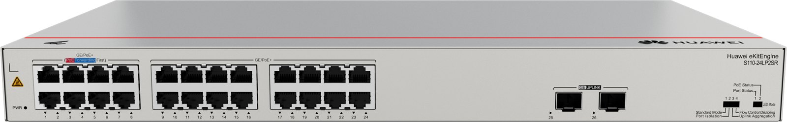 Коммутатор Huawei S110-24LP2SR (24×10/100/1000BASE-T, 2×GE SFP, PoE+, питание AC) — фото 1