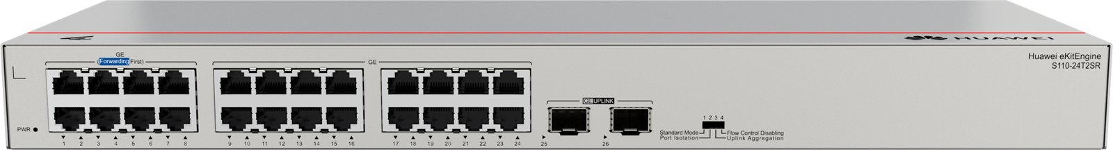 Коммутатор Huawei S110-24T2SR (24×10/100/1000BASE-T, 2×GE SFP, питание AC) — фото 1