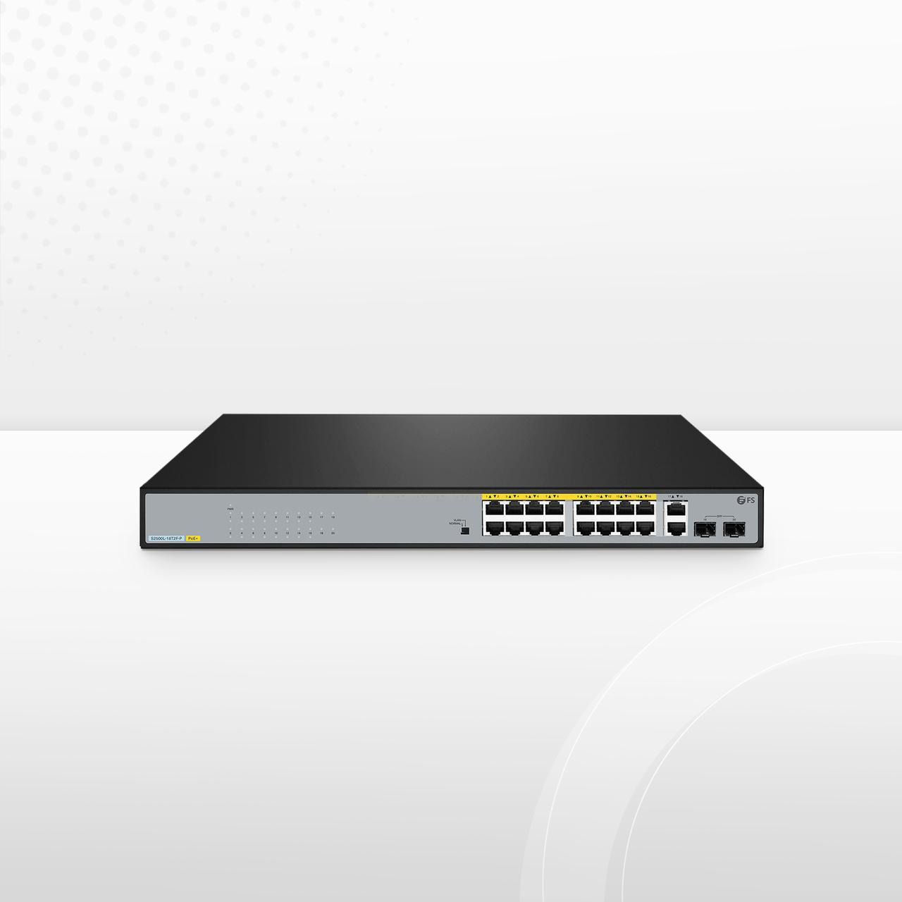 S2500L-18T2F-P, 18-портовый неуправляемый PoE+ коммутатор Gigabit Ethernet L2, 16x PoE+ портов @240Вт, 2x 1Gb RJ45 — фото 1