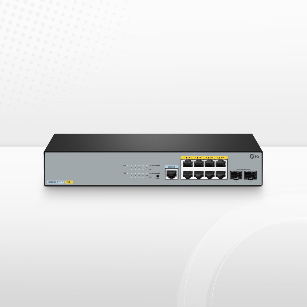 S2805S-8TF-P, 8-портовый интеллектуальный управляемый PoE+ коммутатор Gigabit Ethernet L2, 8x PoE+ портов @140Вт — фото 1