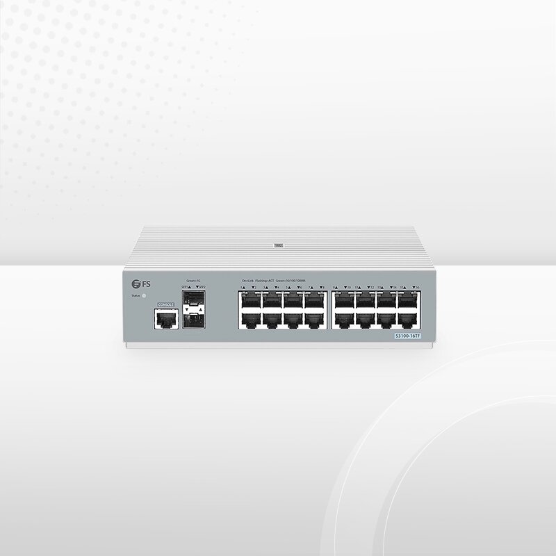 S3100-16TF, 16-портовый коммутатор gigabit ethernet L2+, 16x гигабитных RJ45, с 2x 1Gb SFP аплинками — фото 1