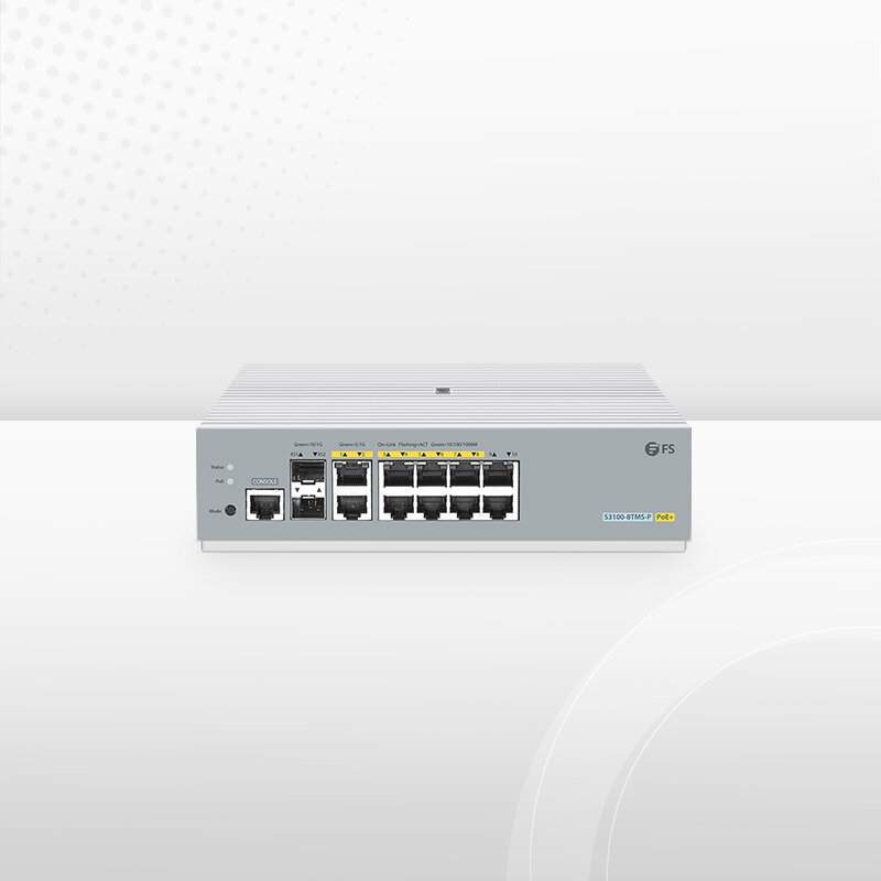 Коммутатор S3100-8TMS-P L2+ PoE+, 8x 10/100/1000MBASE-T, 2x 1000M/2.5G/5GBASE-T, 2x 1/10Gb SFP+. Чип Broadcom. — фото 1