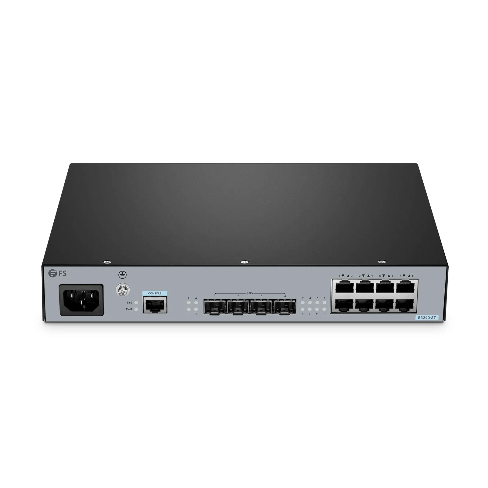 S3240-8T, 8-портовый коммутатор Gigabit Ethernet L2+, 8x гигабитных RJ45, с 4x 10Gb SFP+ аплинками, стекируемый — фото 1