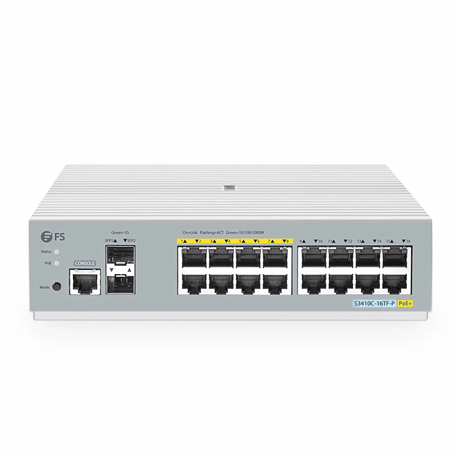 Коммутатор S3410C-16TF-P L2+ PicOS PoE+, 16x 1G RJ45, 2x 1Gb SFP. Малый форм-фактор для гибкого развёртывания FTTx. — фото 1