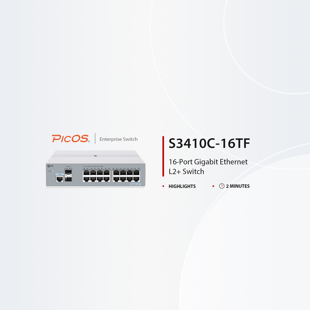 S3410C-16TF, 16-портовый коммутатор Gigabit Ethernet L2+, 16x 1Gb RJ45, с 2x 1Gb SFP аплинками, PicOS — фото 1
