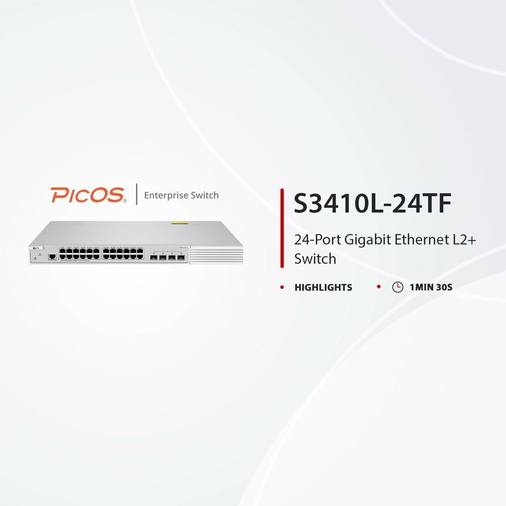 Коммутатор S3410L-24TF L2+ Gigabit PicOS, 24x 1G RJ45, 4x 1Gb SFP. Безвентиляторный. Поддержка MLAG и чипа Broadcom. — фото 1