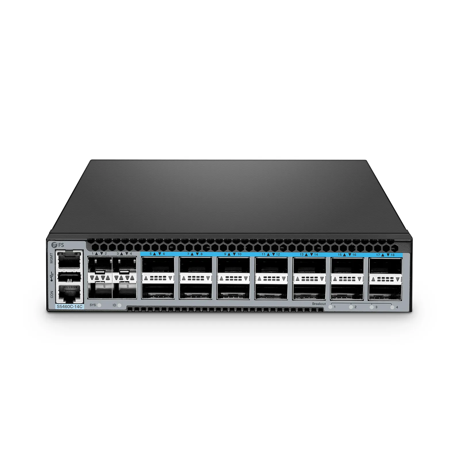 S5460C-14C, 18-портовый коммутатор Ethernet L3 половинной ширины, 14x 100Gb QSFP28, с 4x 25G SFP28, AV over IP — фото 1