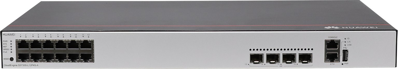 Коммутатор Huawei S5735S-L12P4S-A (12×10/100/1000BASE-T, 4×GE SFP, PoE+, питание AC) — фото 1