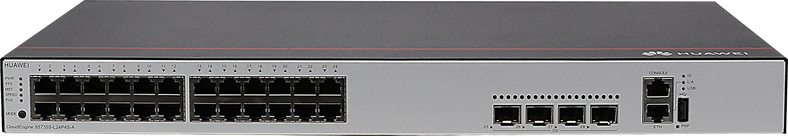 Коммутатор Huawei S5735S-L24P4S-A (24×10/100/1000BASE-T, 4×GE SFP, PoE+, питание AC) — фото 1