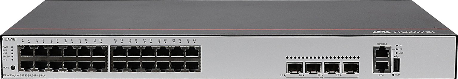 Коммутатор Huawei S5735S-L24P4S-MA (24×10/100/1000BASE-T, 4×GE SFP, PoE+, питание AC) — фото 1