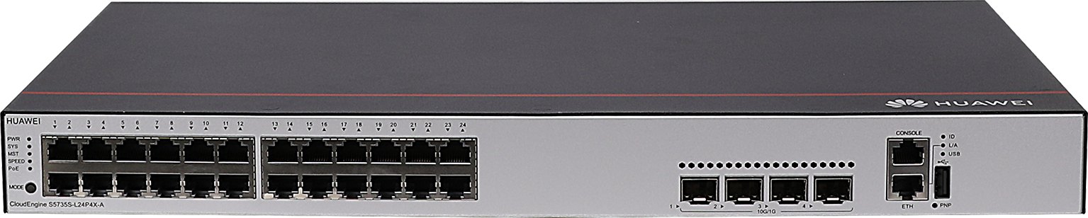 Коммутатор Huawei S5735S-L24P4X-A (24×10/100/1000BASE-T, 4×10GE SFP+, PoE+, питание AC) — фото 1
