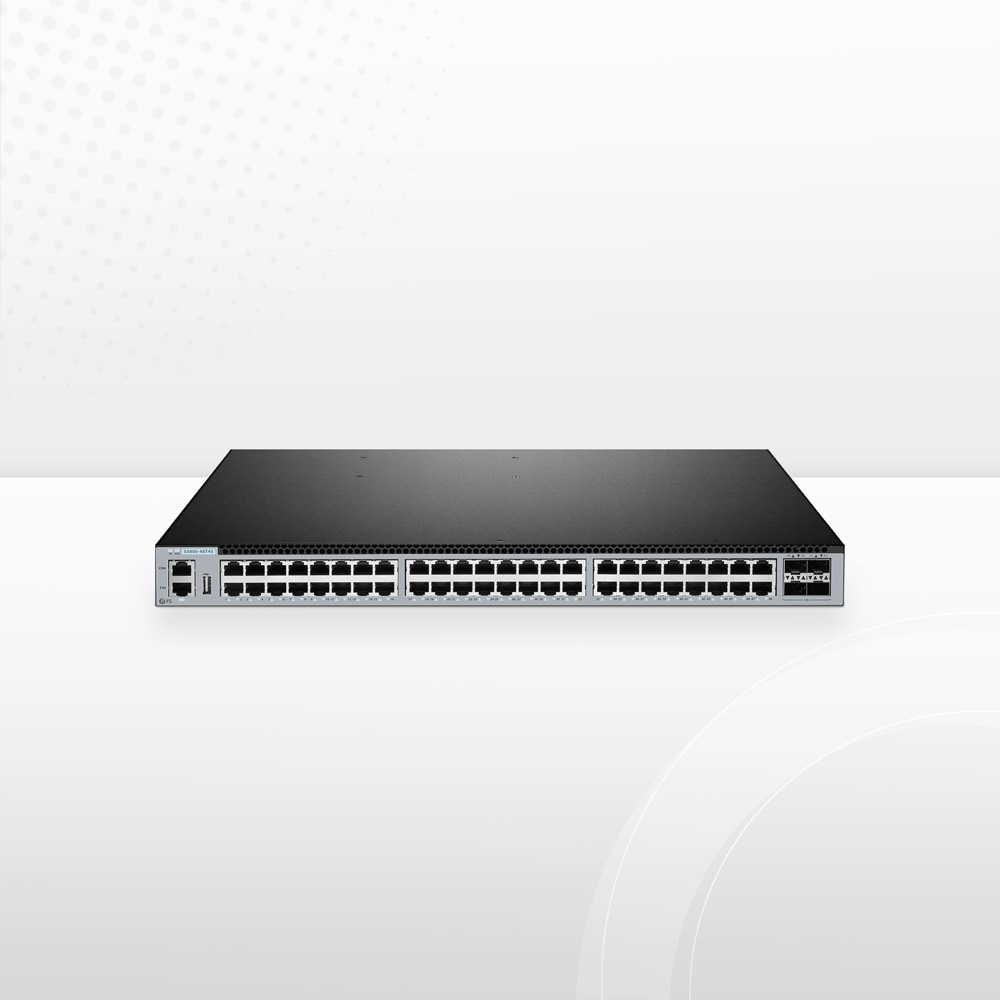 Коммутатор S5800-48T4S L3 Gigabit, 48x 1G RJ45, 4x 1G/10G SFP+. Поддержка MLAG, MPLS, VXLAN-BGP-EVPN, OSPF и др. — фото 1