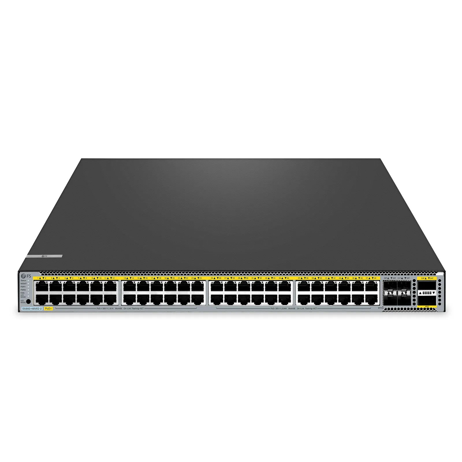 Стекируемый коммутатор S5860-48MG-U Layer 3 PoE++, 48x 100M/1000M/2.5G/5GBase-T, 4x 10G/25G SFP28, 2x 40G QSFP+. — фото 1