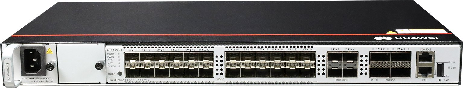 Коммутатор агрегации Huawei S6730-H24X4Y4C (24×10GE SFP+, 4×25GE SFP28, 4×100GE QSFP28, без БП) — фото 1