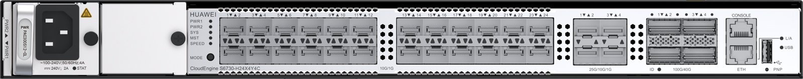 Коммутатор агрегации Huawei S6730-H24X4Y4C (24×10GE SFP+, 4×25GE SFP28, 4×100GE QSFP28, без БП) — фото 2