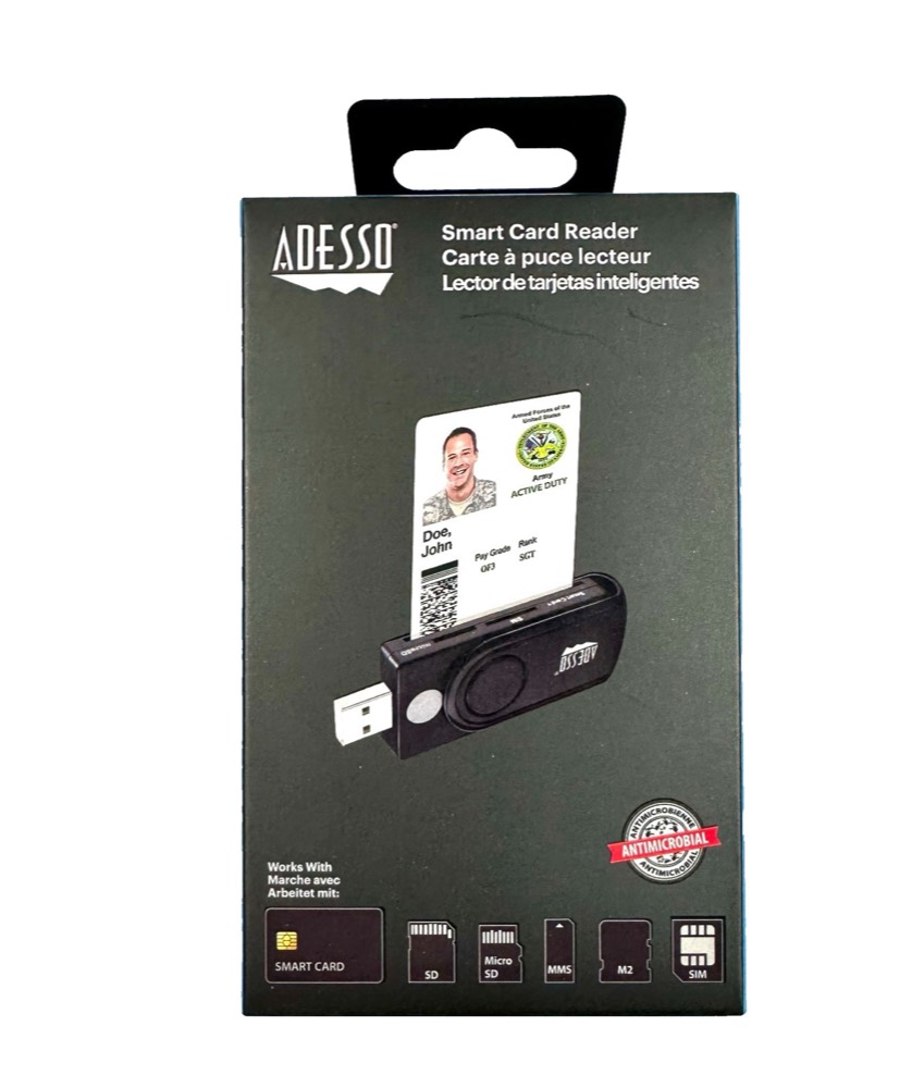 Считыватель SCR-200 Adesso Smart Card Reader - Black - Contact - USB 2.0 - TAA Compliant — фото 1