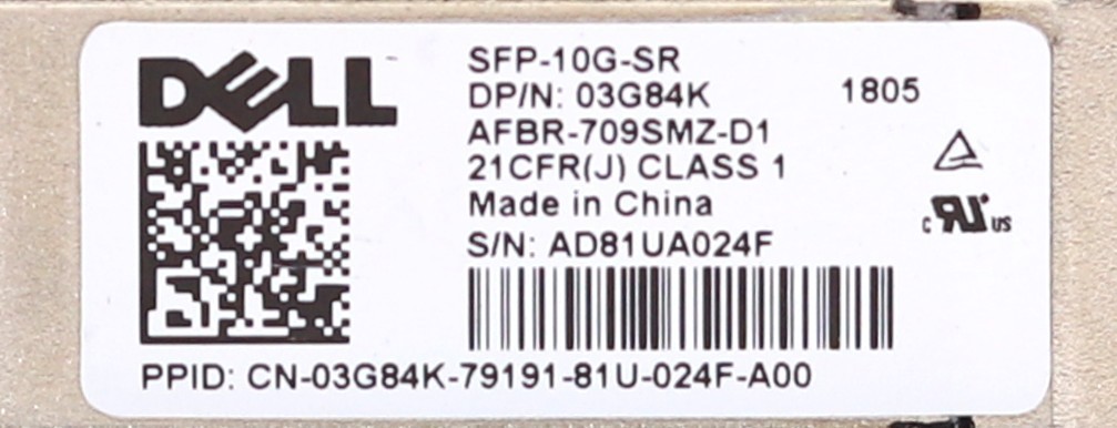 Трансивер Dell SFP-100-SR 10GbE SFP+ 850nm 300m Transceiver Module Dell P/N: 03G84K Tested — фото 2