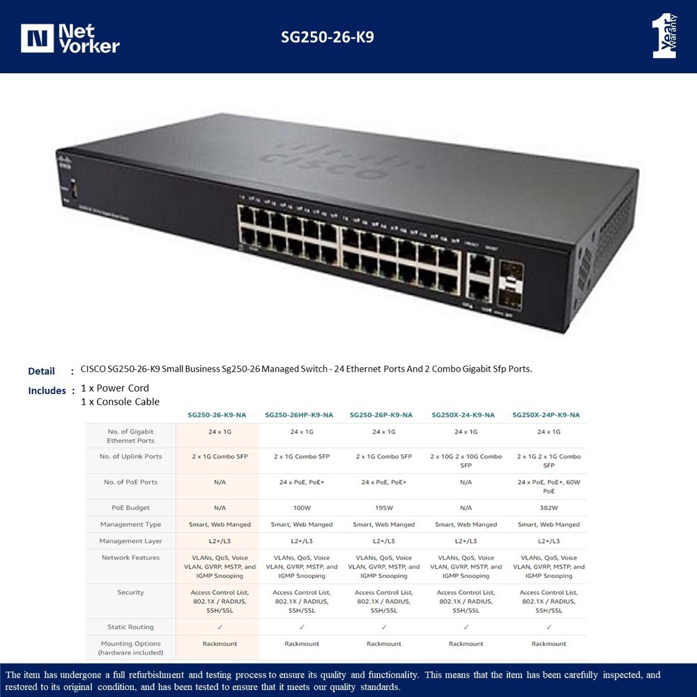 Коммутатор Cisco SG250-26-K9 — фото 1