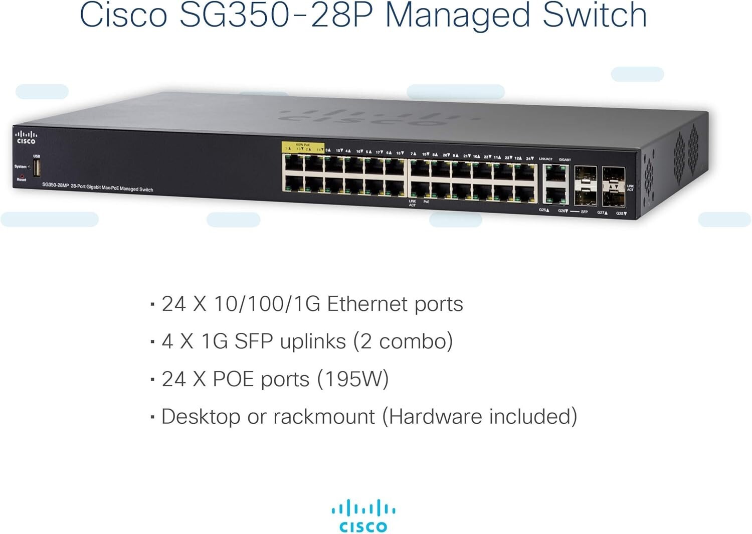 Коммутатор Cisco SG350-28P-K9 — фото 3
