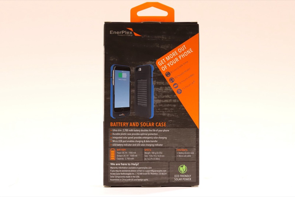 Батарея EnerPlex Surfr SRI6-2700-BL Battery Solar Phone Case W/Micro USB Cable Open Box — фото 2