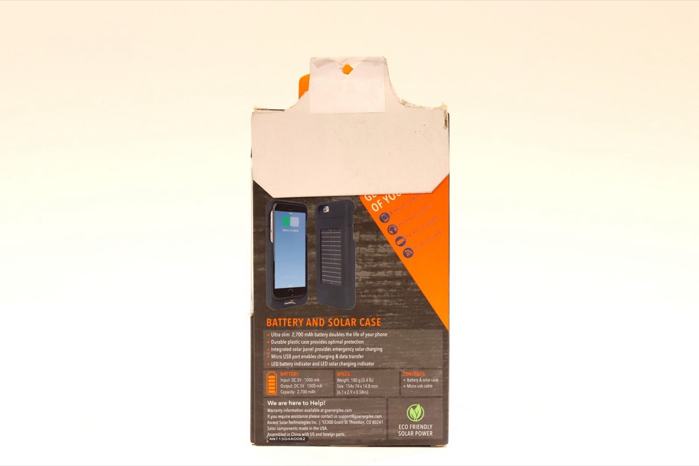 Кабель EnerPlex SRI62700BK Surfr 2700mAh Solar Case For iPhone 6 W/USB Cable Open Box — фото 2