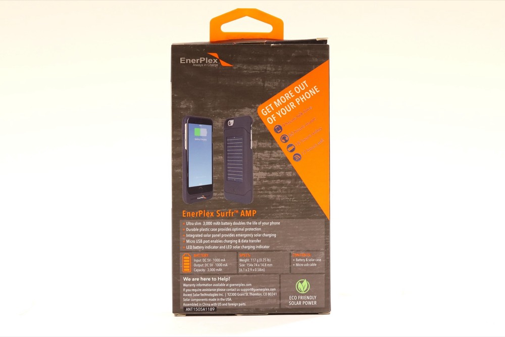 Батарея EnerPlex SRI6A3000BK Battery Solar Case 3000mAh for iPhone 6 W/Micro USB Cable — фото 2