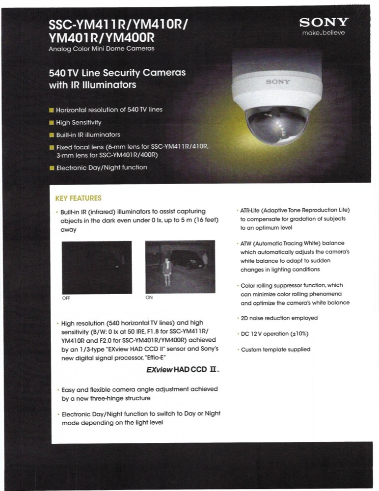 Камера Sony SSC-YM400R 540 TVL Analog Color Mini Dome Camera with IR Illuminator — фото 1