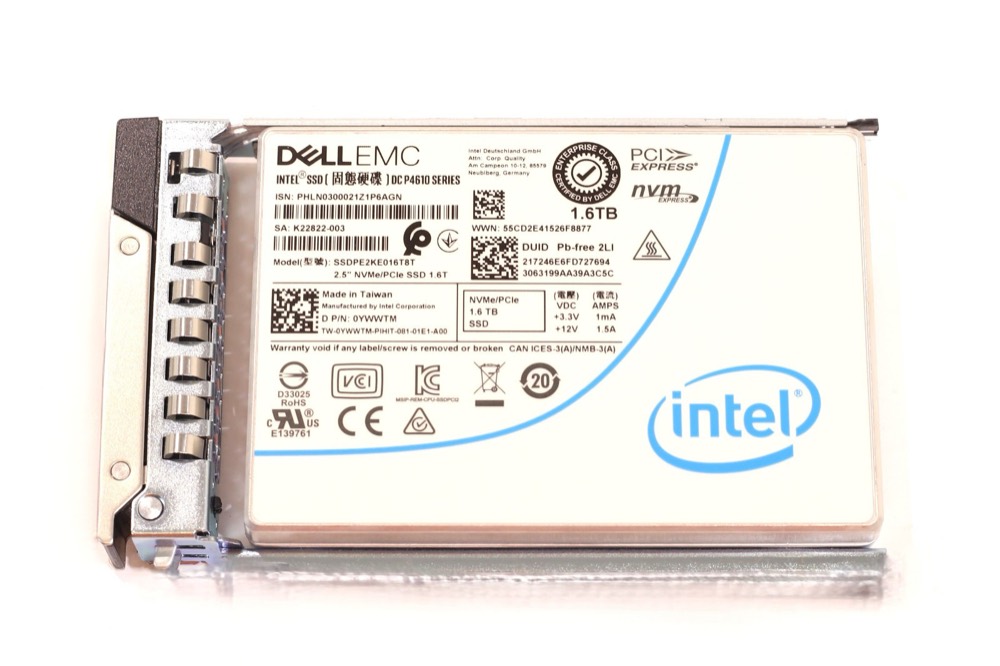 SSD-накопитель Dell SSDPE2KE016T8T DC P4610 1.6TB 2.5" PCIe NVMe U.2 SSD W/Caddy P/N: 0YWWTM — фото 1
