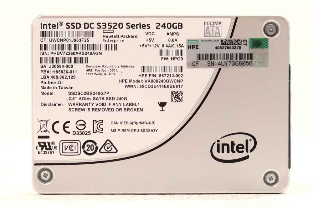 SSD-накопитель HP SSDSC2BB240G7P DC S3520 Series 240GB 2.5" 6Gb/s SATA SSD P/N: 867213-002 — фото 1
