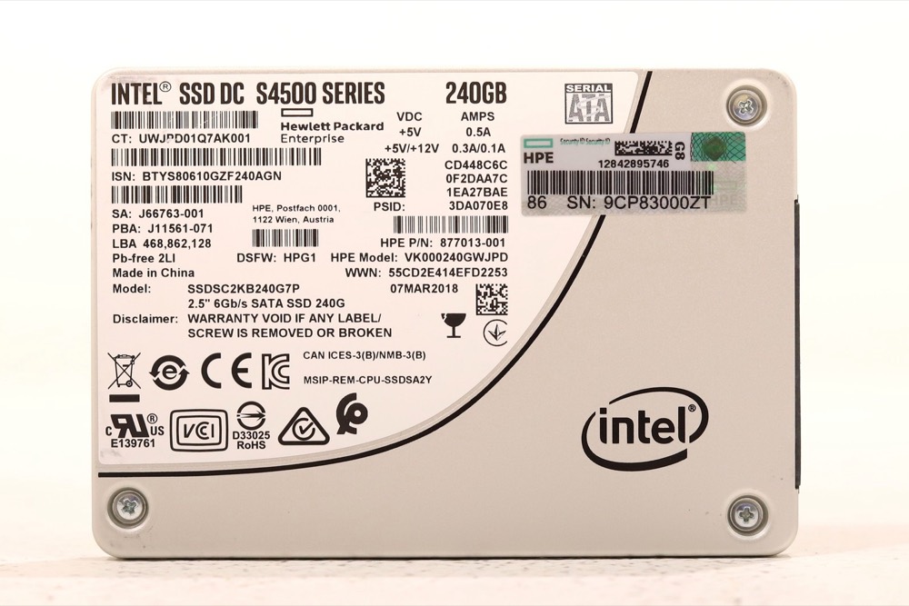 SSD-накопитель HP SSDSC2KB240G7P DC S4500 Series 240GB 2.5" 6Gb/s SATA SSD P/N: 877013-001 — фото 1