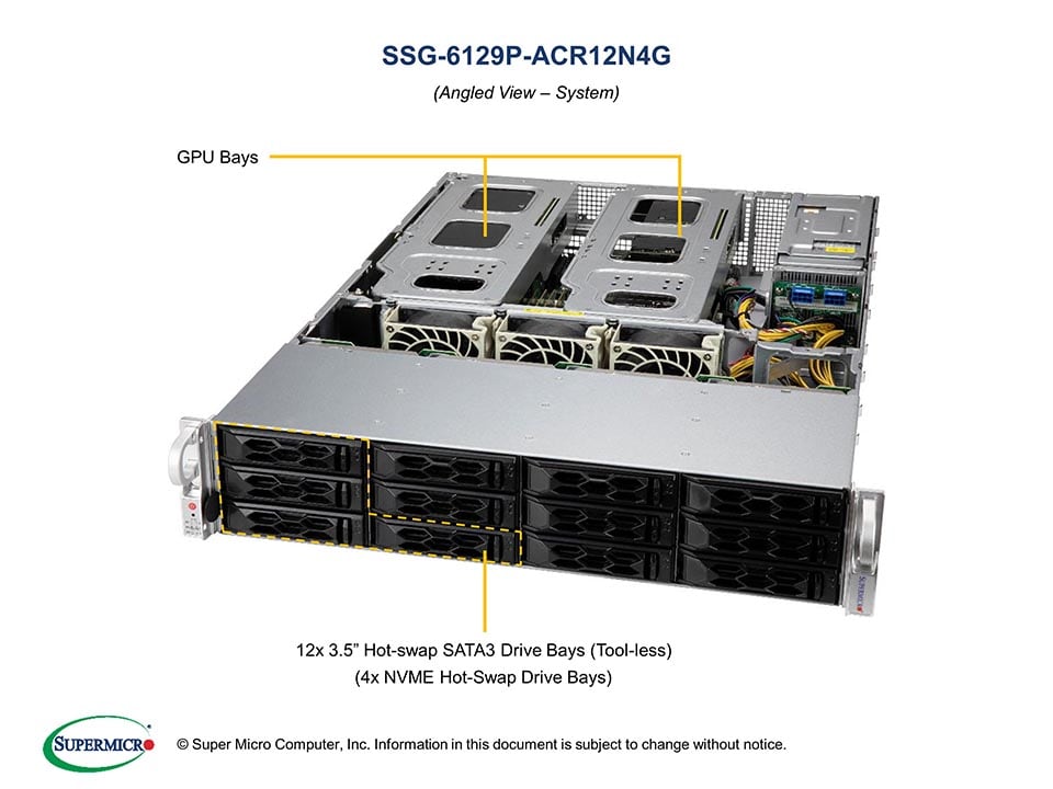 Сервер Supermicro SSG-6129P-ACR12N4G 2U Storage Server with 1600W Redundant PWS — фото 3