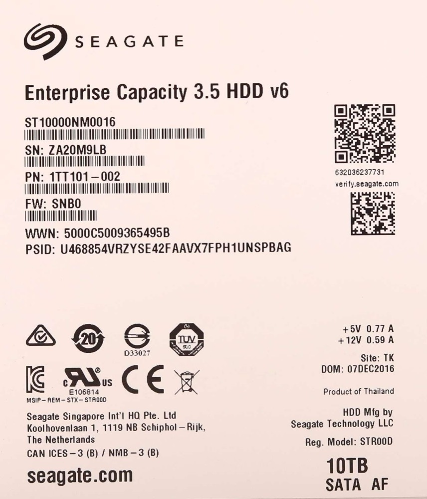 Жёсткий диск Seagate ST10000NM0016 10TB 3.5" 6Gb/s 7.2K RPM SATA Hard Drive P/N: 1TT101-002 — фото 2