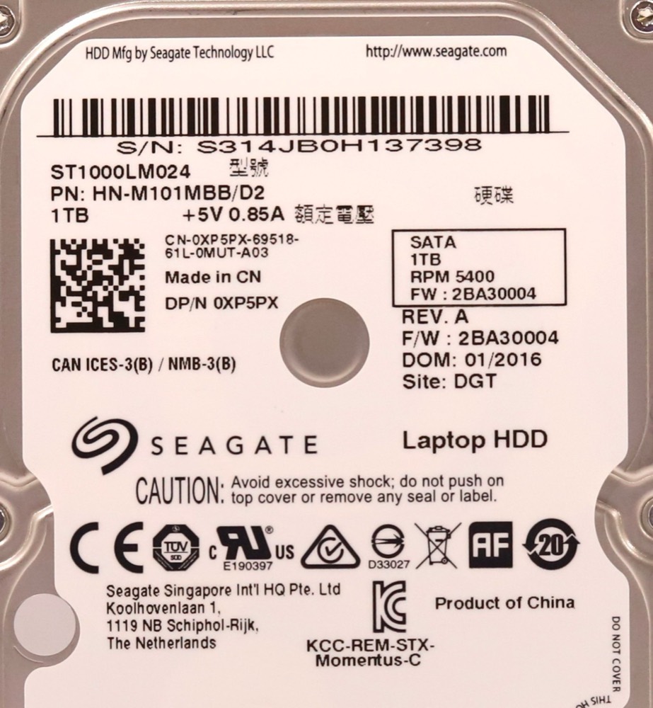 Жёсткий диск Seagate ST1000LM024 1TB 2.5" 3Gb/s 5.4K RPM SATA Hard Drive Dell P/N: 0XP5PX — фото 2