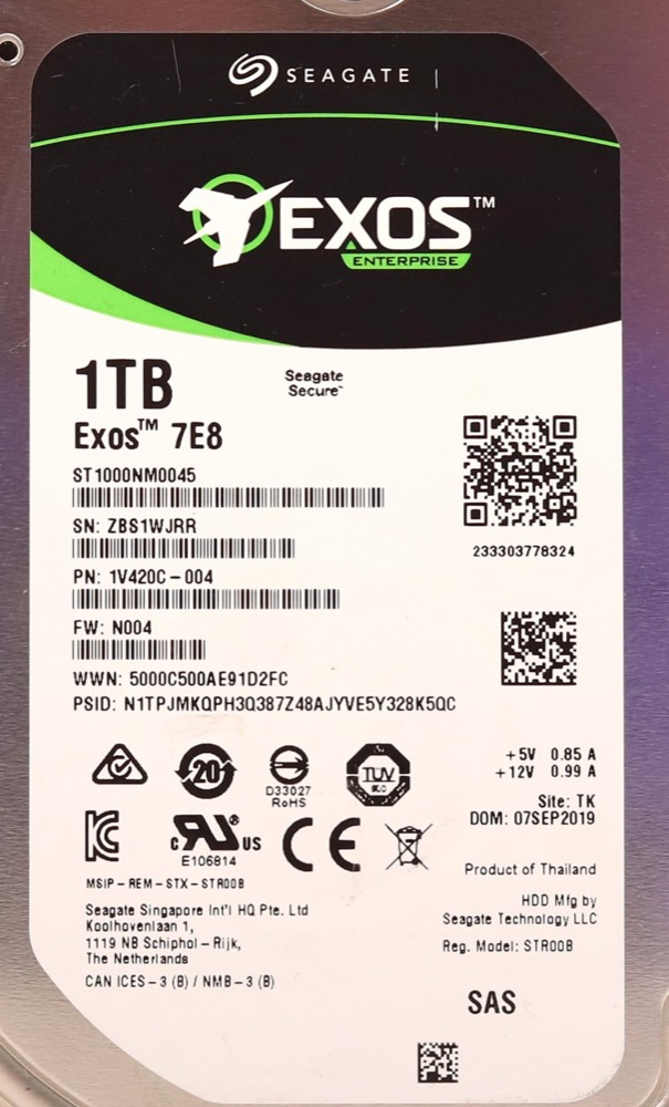 Жёсткий диск Seagate ST1000NM0045 1TB 3.5" 12Gb/s 128MB 7.2K RPM SAS HDD P/N: 1V420C-004 — фото 2
