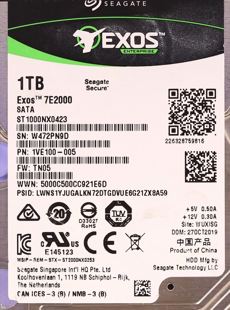 Жёсткий диск Seagate 1 ТБ SATA 6 Гбит/с 7,2K 2,5" в салазках (ST1000NX0423, 1VE100-005) — фото 2