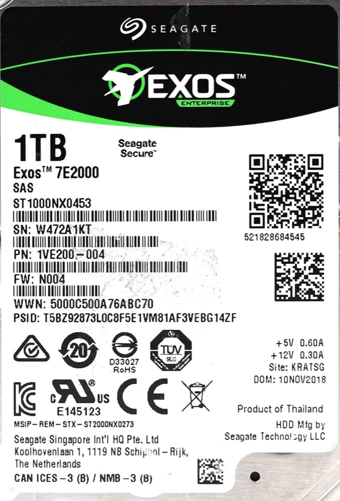 Компонент Seagate ST1000NX0453 1TB 2.5" 12Gb/s 7.2K RPM SAS Drive P/N: 1VE200-004 Tested — фото 2