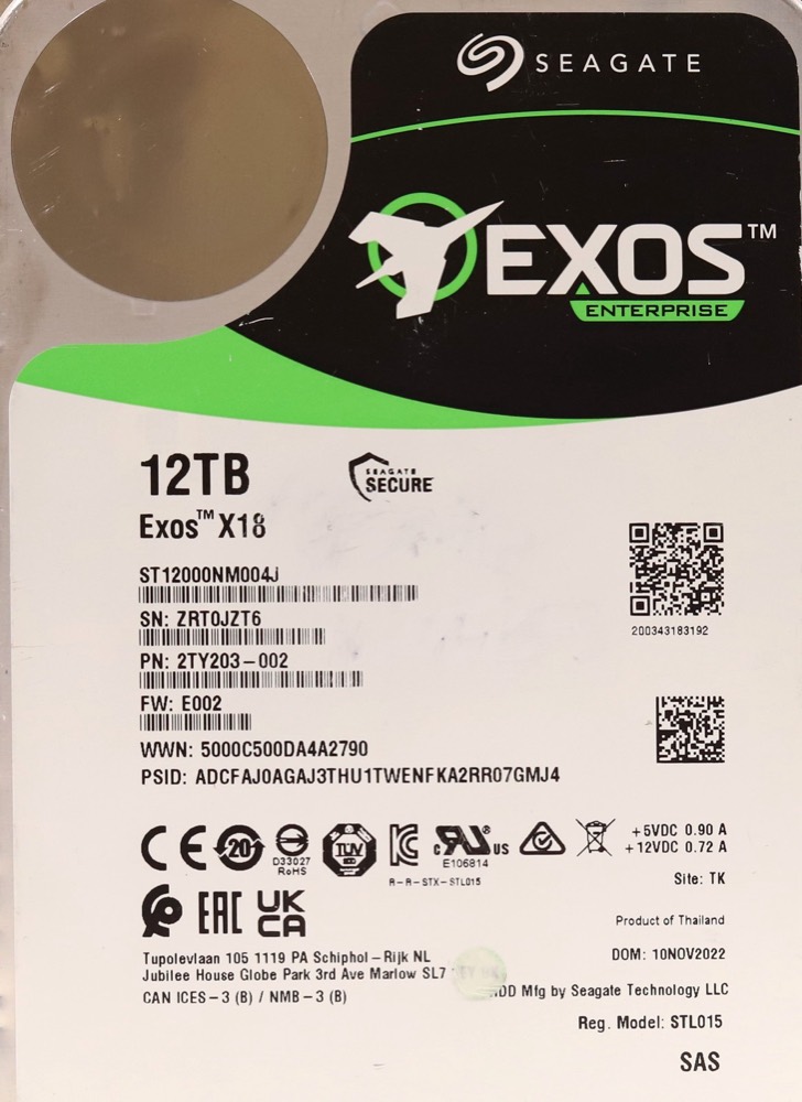 Жёсткий диск Seagate ST12000NM004J 12TB 3.5" 12Gb/s 256MB 7.2K RPM SAS HDD P/N: 2TY203-002 — фото 2