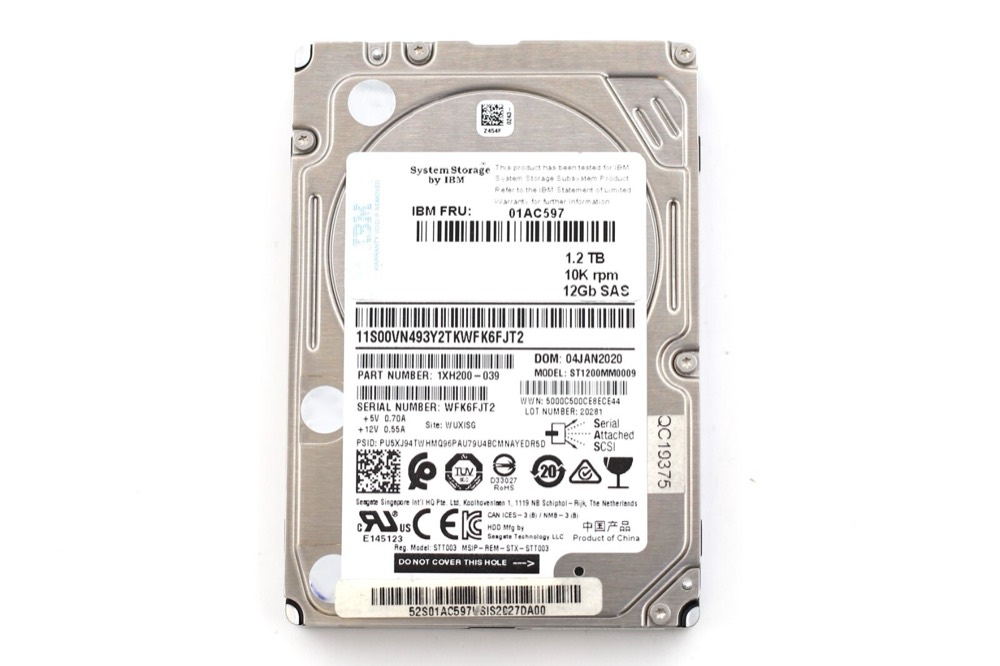 Компонент IBM ST1200MM0009 1.2TB 2.5" 12Gb/s 10K RPM SAS Drive FRU P/N: 01AC597 Tested — фото 2