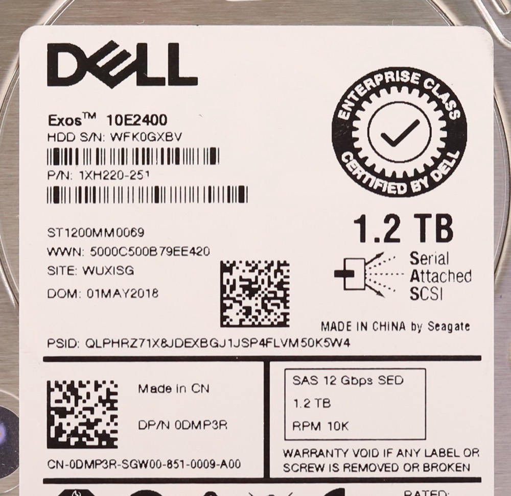 Жёсткий диск Dell ST1200MM0069 1.2TB 2.5" 12Gb/s 10K RPM SED SAS Hard Drive Dell P/N: 0DMP3R — фото 2